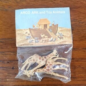 Arco Noahs Ark Toy Animals Plastic Figures SEALED bag 1970s‎ vtg Giraffe African
